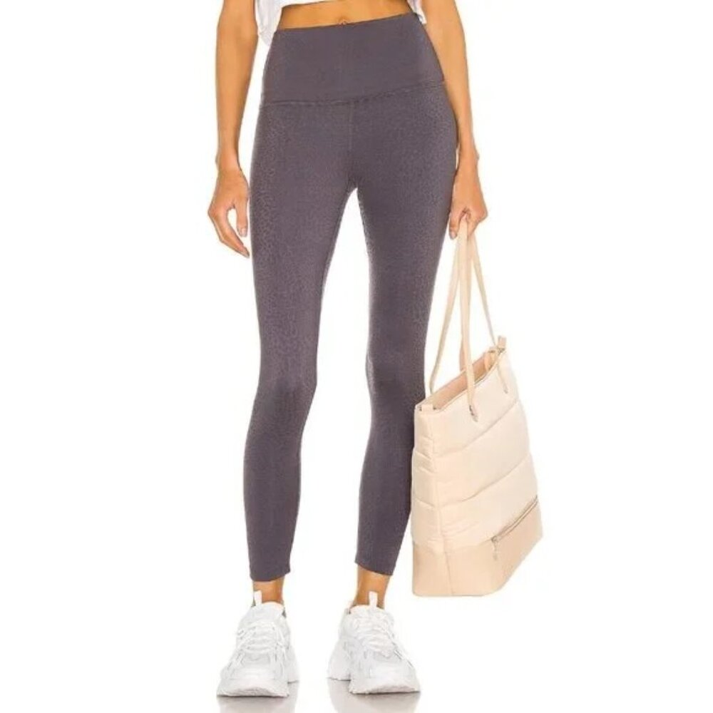 Beyond Yoga Leggings Gray Feline Jacquard Shadow High Waisted Midi Women's Small